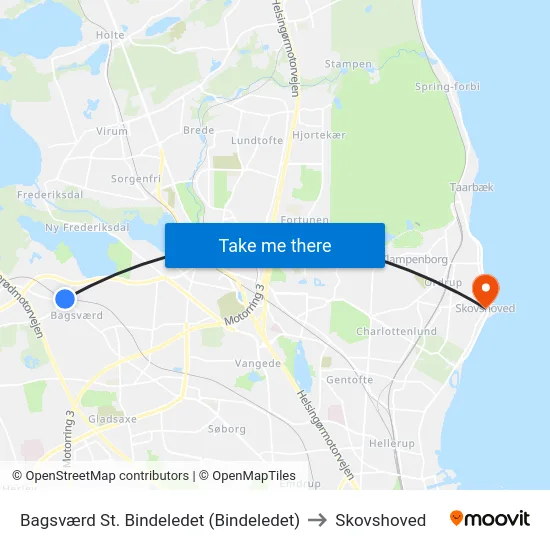Bagsværd St. Bindeledet (Bindeledet) to Skovshoved map