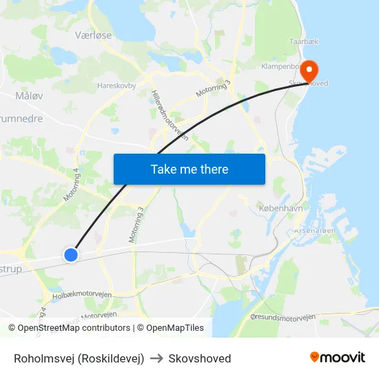 Roholmsvej (Roskildevej) to Skovshoved map