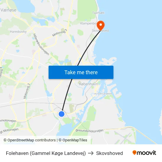 Folehaven (Gammel Køge Landevej) to Skovshoved map