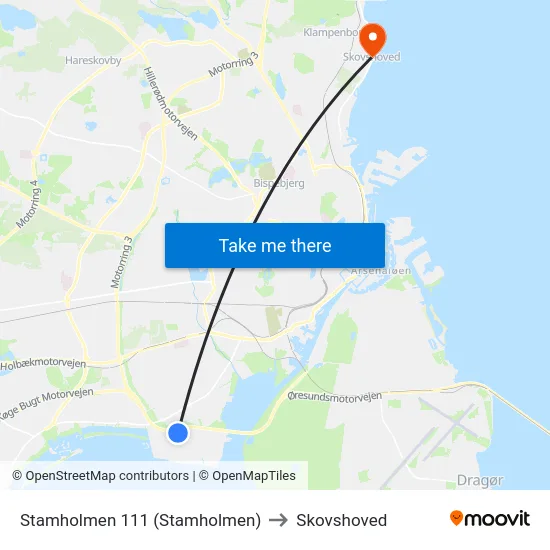 Stamholmen 111 (Stamholmen) to Skovshoved map