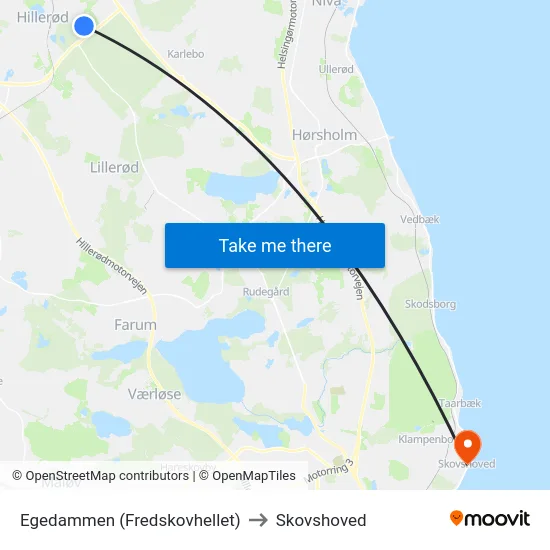 Egedammen (Fredskovhellet) to Skovshoved map