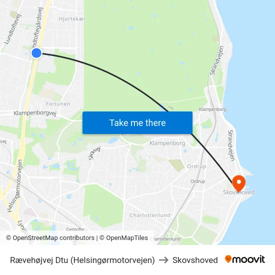 Rævehøjvej Dtu (Helsingørmotorvejen) to Skovshoved map
