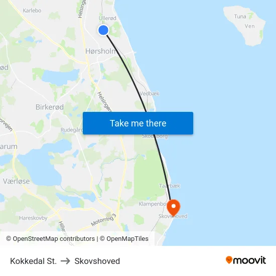 Kokkedal St. to Skovshoved map