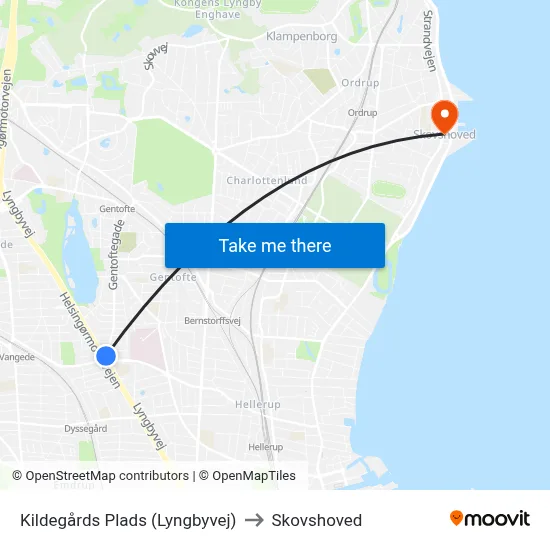 Kildegårds Plads (Lyngbyvej) to Skovshoved map