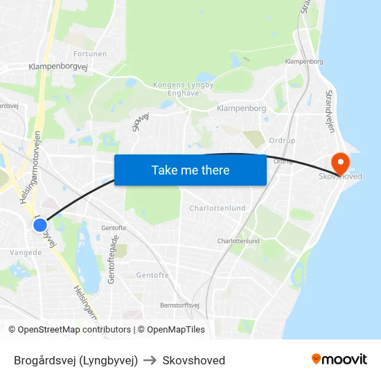 Brogårdsvej (Lyngbyvej) to Skovshoved map