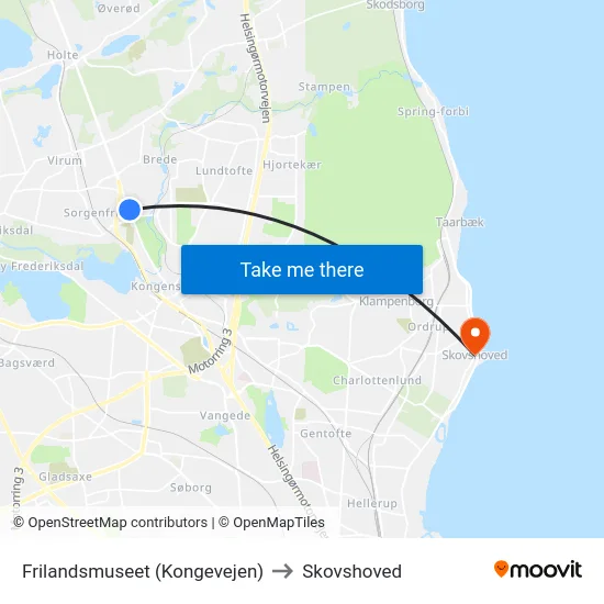 Frilandsmuseet (Kongevejen) to Skovshoved map