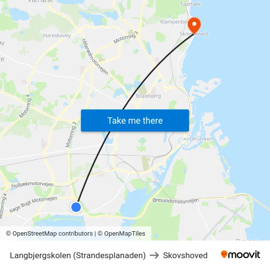 Langbjergskolen (Strandesplanaden) to Skovshoved map