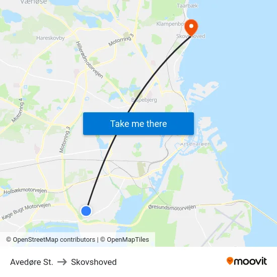 Avedøre St. to Skovshoved map
