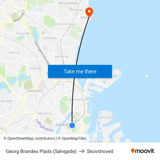 Georg Brandes Plads (Sølvgade) to Skovshoved map