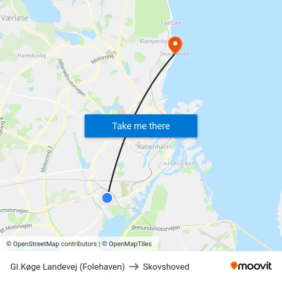 Gl.Køge Landevej (Folehaven) to Skovshoved map