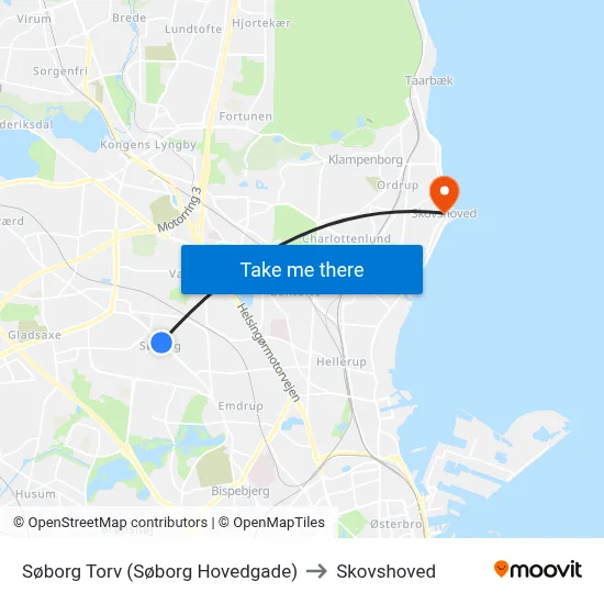 Søborg Torv (Søborg Hovedgade) to Skovshoved map