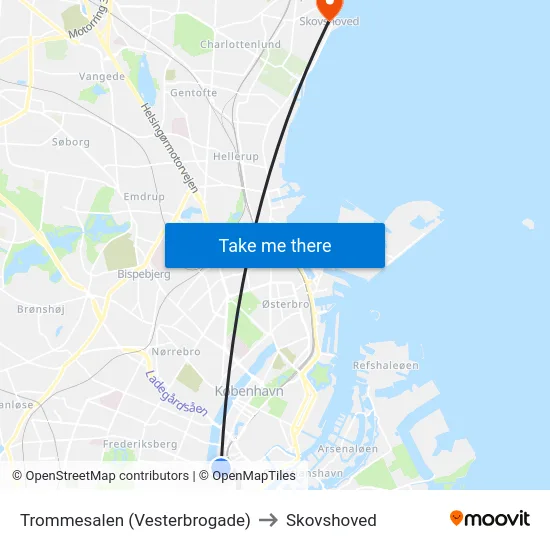Trommesalen (Vesterbrogade) to Skovshoved map