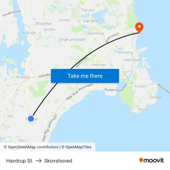 Havdrup St. to Skovshoved map
