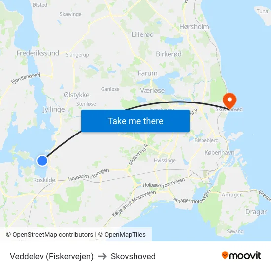 Veddelev (Fiskervejen) to Skovshoved map