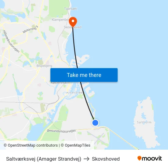 Saltværksvej (Amager Strandvej) to Skovshoved map