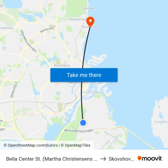 Bella Center St. (Martha Christensens Vej) to Skovshoved map