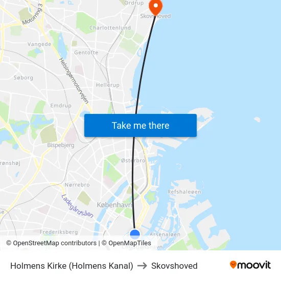 Holmens Kirke (Holmens Kanal) to Skovshoved map