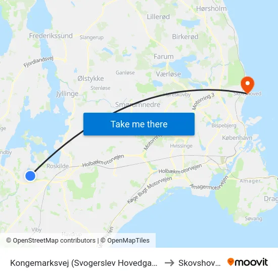 Kongemarksvej (Svogerslev Hovedgade) to Skovshoved map
