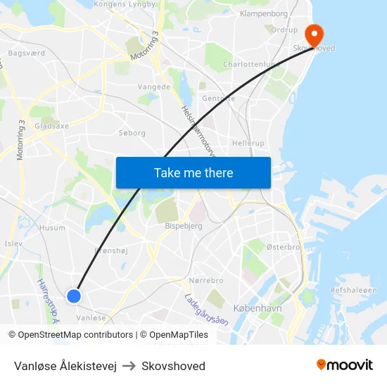 Vanløse Ålekistevej to Skovshoved map
