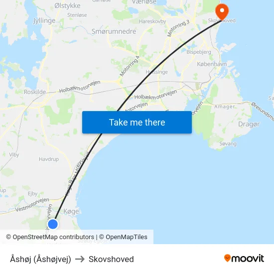 Åshøj (Åshøjvej) to Skovshoved map