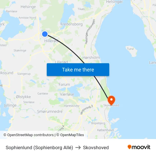 Sophienlund (Sophienborg Allé) to Skovshoved map
