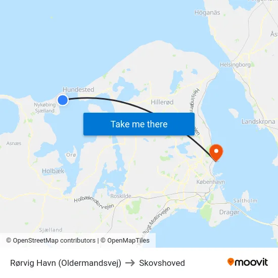 Rørvig Havn (Oldermandsvej) to Skovshoved map