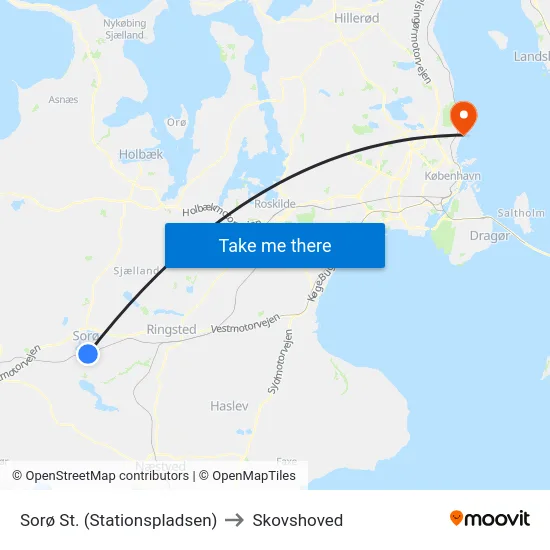 Sorø St. (Stationspladsen) to Skovshoved map