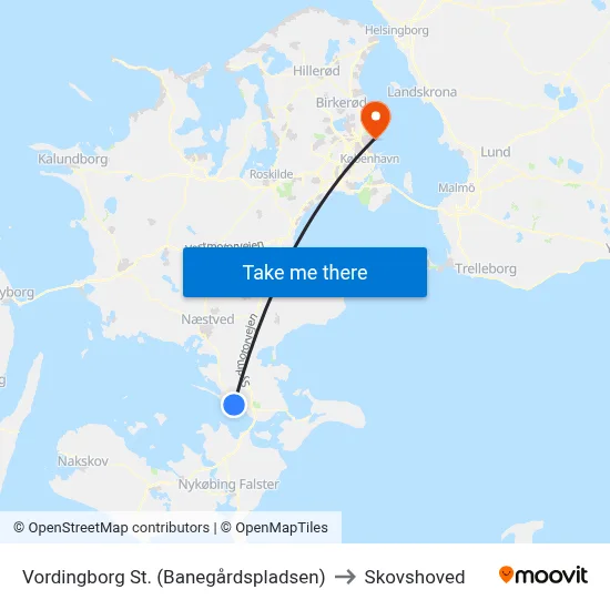 Vordingborg St. (Banegårdspladsen) to Skovshoved map