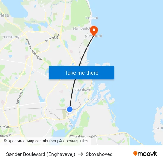 Sønder Boulevard (Enghavevej) to Skovshoved map