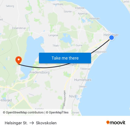 Helsingør St. to Skovskolen map