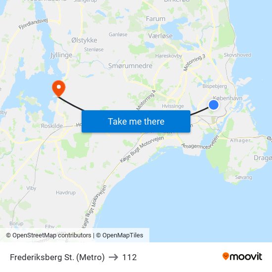 Frederiksberg St. (Metro) to 112 map