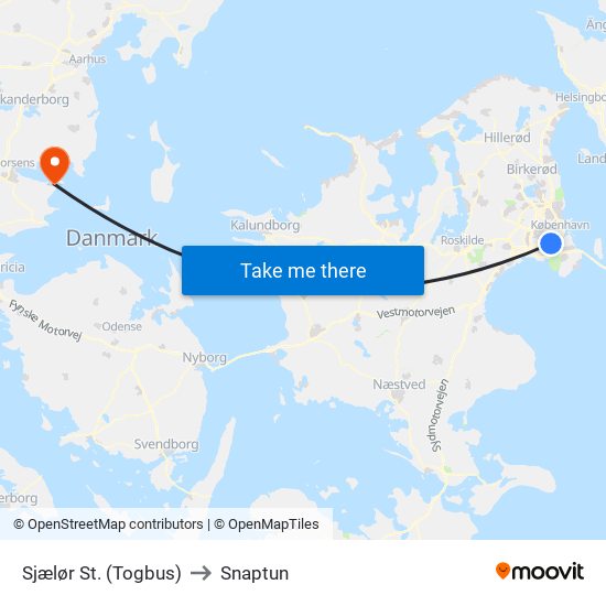 Sjælør St. (Togbus) to Snaptun map