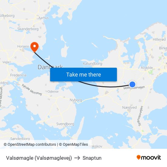 Valsømagle (Valsømaglevej) to Snaptun map