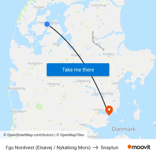 Fgu Nordvest (Elsøvej / Nykøbing Mors) to Snaptun map