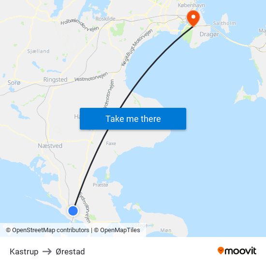 Kastrup to Ørestad map