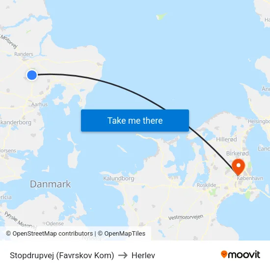 Stopdrupvej (Favrskov Kom) to Herlev map