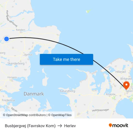 Busbjergvej (Favrskov Kom) to Herlev map