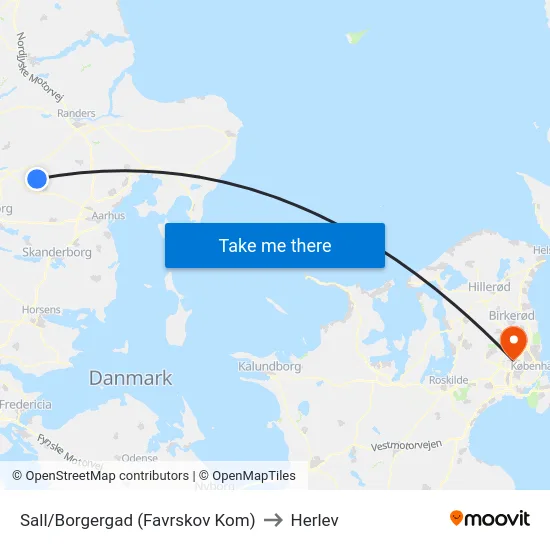 Sall/Borgergad (Favrskov Kom) to Herlev map