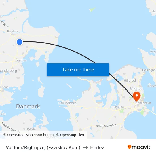 Voldum/Rigtrupvej (Favrskov Kom) to Herlev map