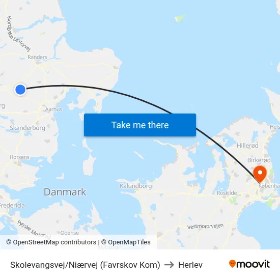Skolevangsvej/Niærvej (Favrskov Kom) to Herlev map