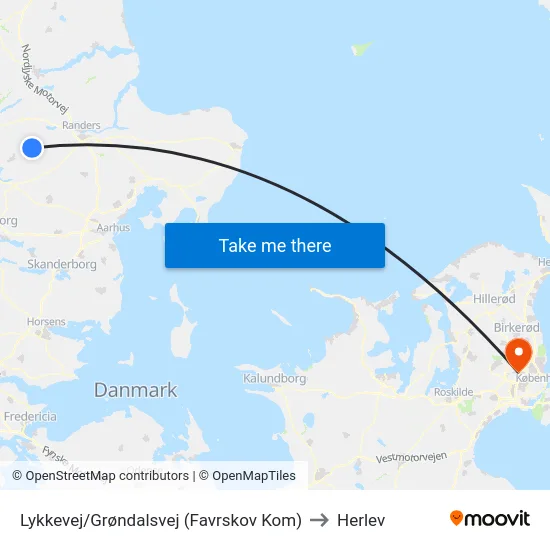 Lykkevej/Grøndalsvej (Favrskov Kom) to Herlev map