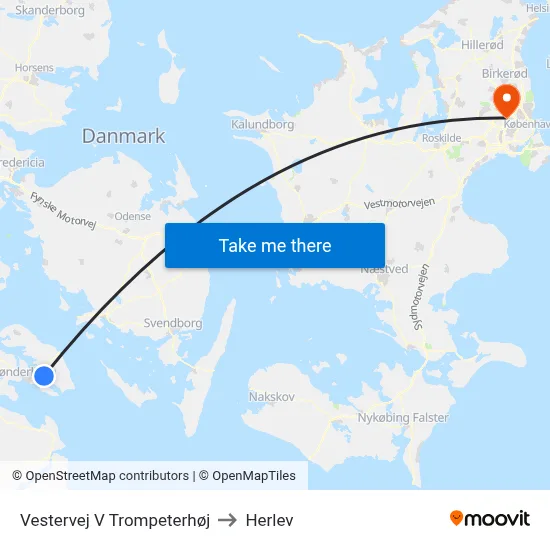 Vestervej V Trompeterhøj to Herlev map