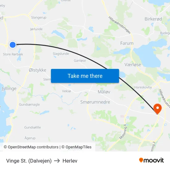 Vinge St. (Dalvejen) to Herlev map