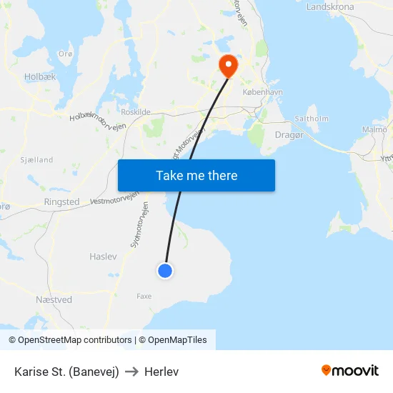 Karise St. (Banevej) to Herlev map