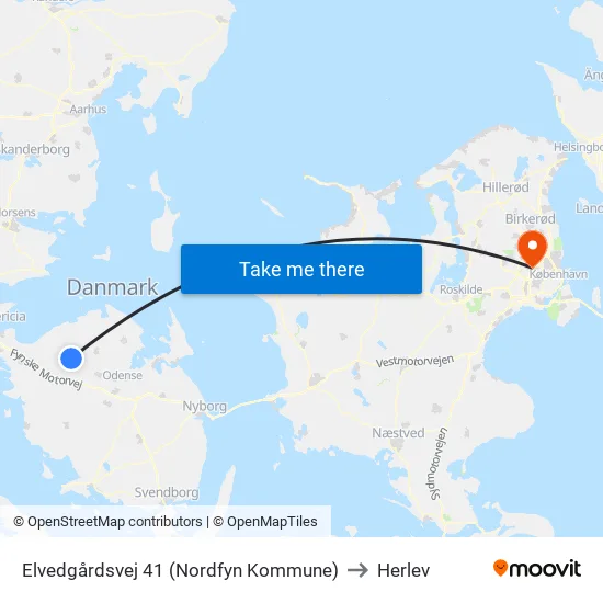 Elvedgårdsvej 41 (Nordfyn Kommune) to Herlev map