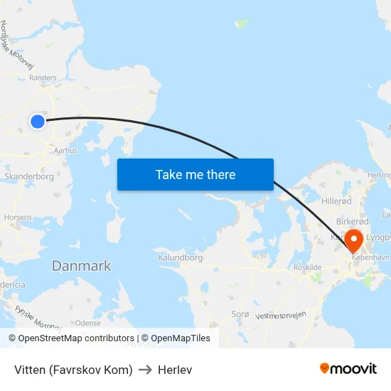 Vitten (Favrskov Kom) to Herlev map