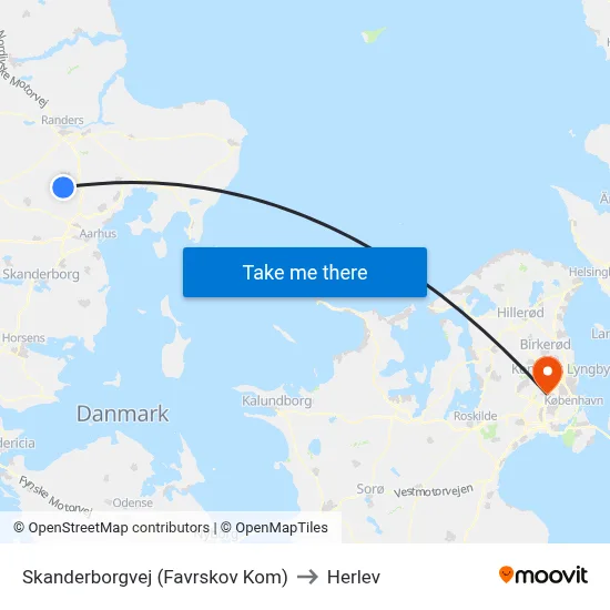 Skanderborgvej (Favrskov Kom) to Herlev map
