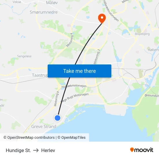 Hundige St. to Herlev map