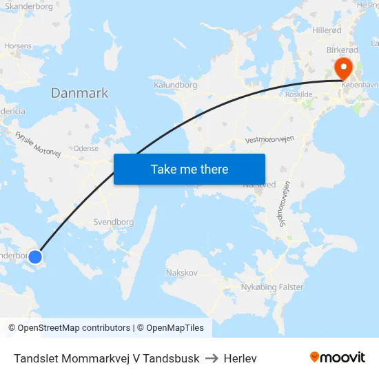 Tandslet Mommarkvej V Tandsbusk to Herlev map