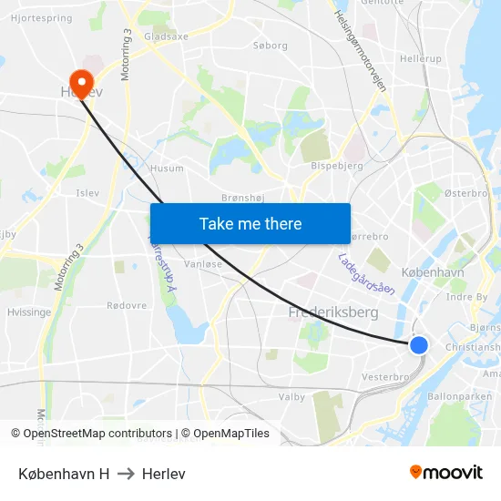 København H to Herlev map